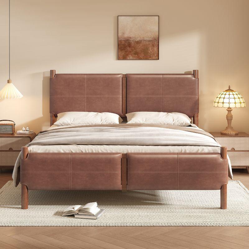 Christopher Knight Home Samson Queen Size Brown Leather Upholstered Platform Bed