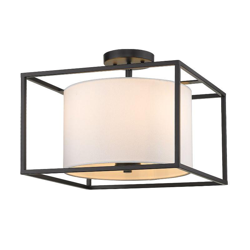 Golden Lighting Manhattan 3-Light Semi-flush in Matte Black with Modern White
