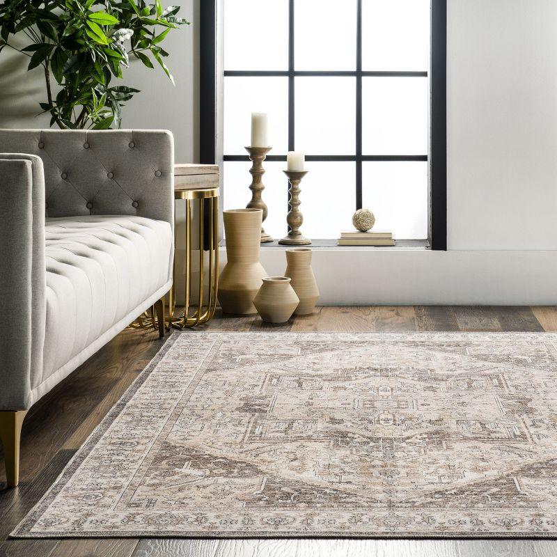 Nuloom Brielle Machine Washable VintageTransitional Medallion Indoor Area Rug for Living Room Bedroom Dining Room Kitchen