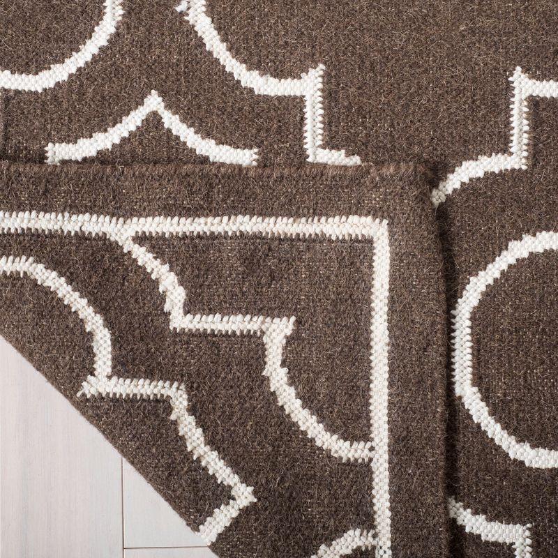 Handwoven Geometric Brown and Ivory Wool Area Rug, 4' x 6'