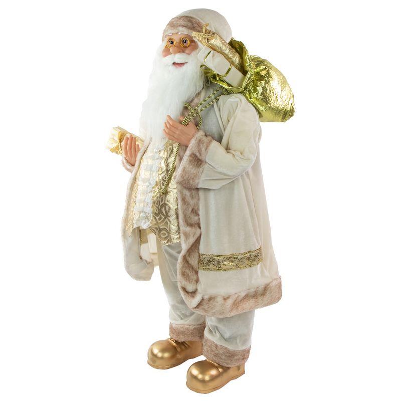 White and Ivory Santa Claus with Gift Bag Christmas Figure