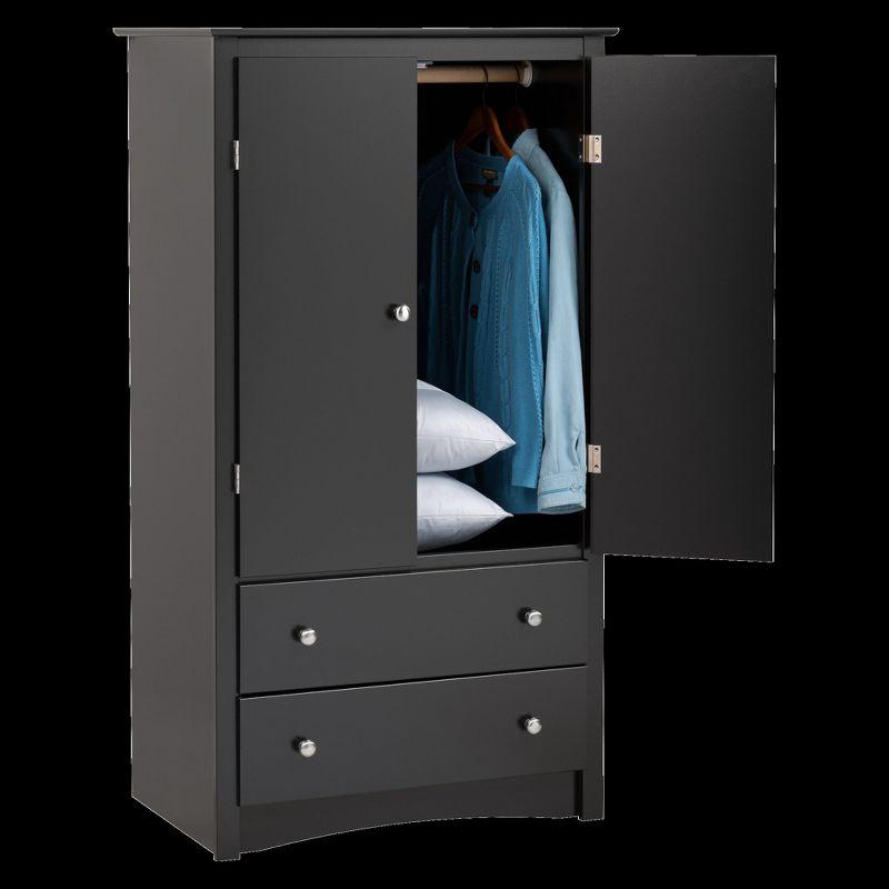 Clothing Armoire Black - Prepac: Transitional Style, 2-Door Wardrobe with Drawers & Shelves