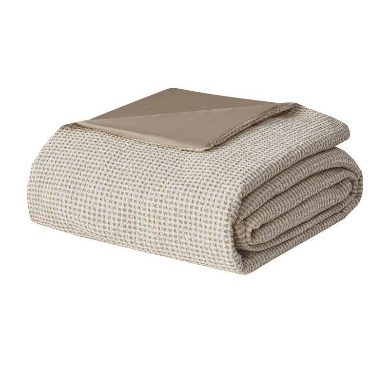 Taupe Greige Cotton Blend Waffle Weave Duvet Cover Set