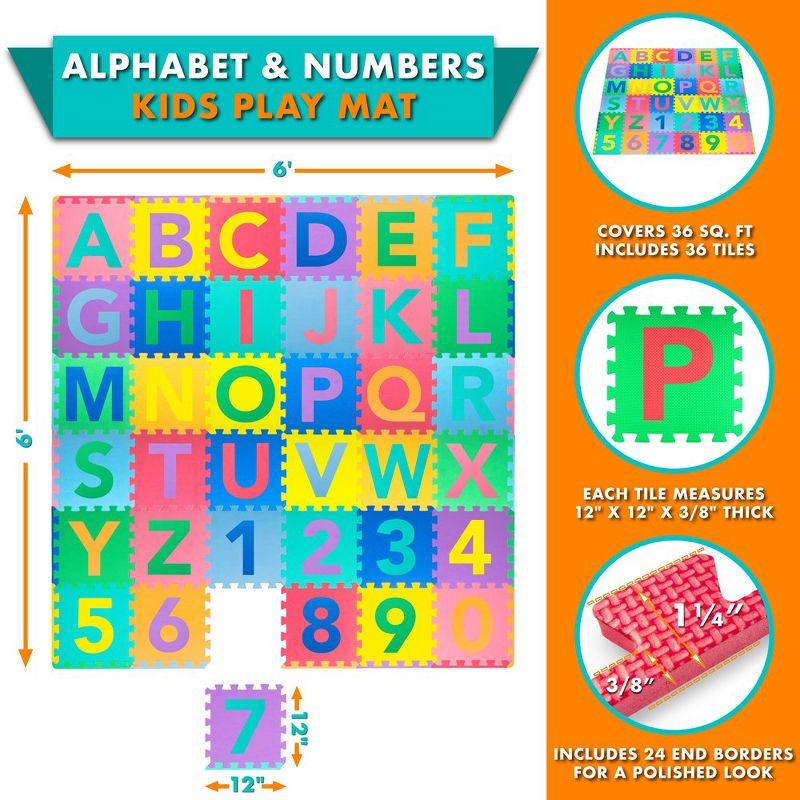 ProSource Multicolor Alphabet and Numbers Foam Play Mat 72" x 72"