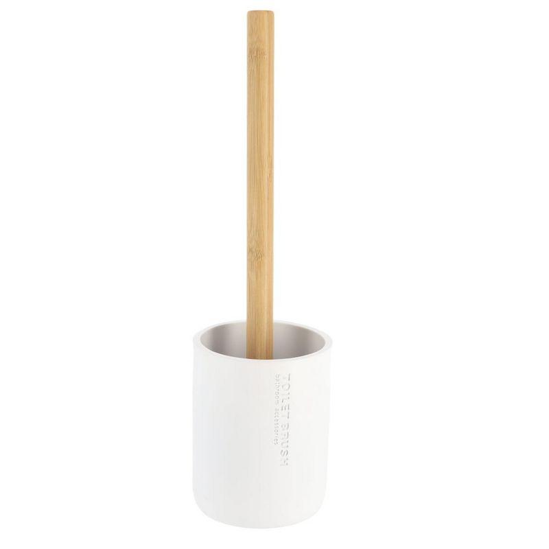 Evideco French Home Goods Stylish Toilet Brush and Holder Set with Natural Bamboo handle