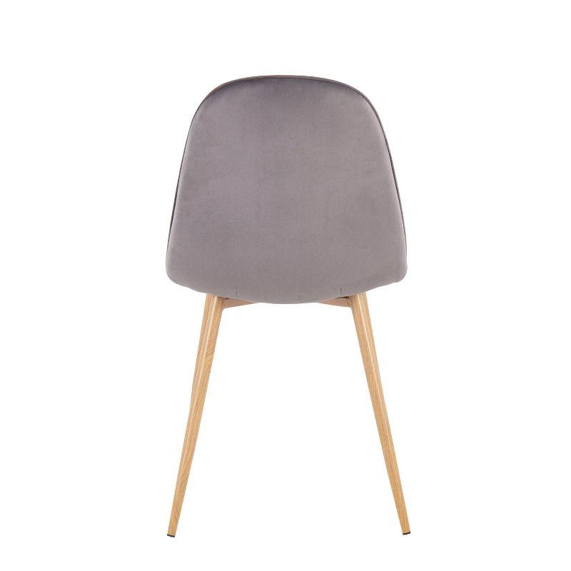 Set of 2 Pebble Velvet/Metal Dining Chairs Natural/Gray- LumiSource