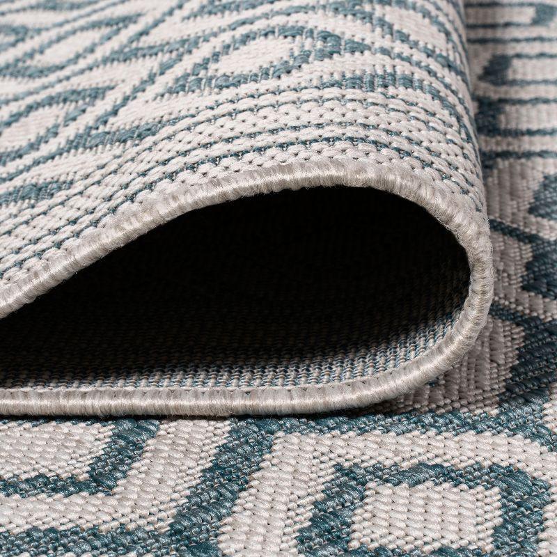 Gray and Teal Diamond Trellis 4' x 6' Indoor/Outdoor Rug