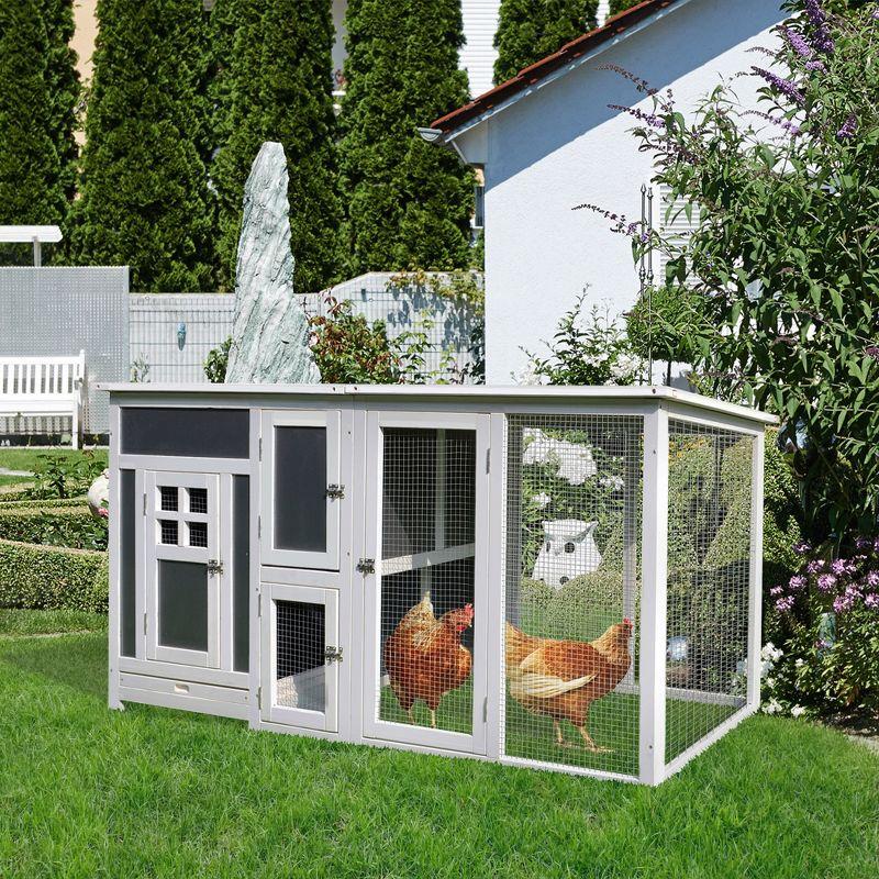 PawHut 63" Chicken Coop Wooden Chicken House Rabbit Hutch Poultry Cage Hen Pen Backyard PC Roof with Run Box