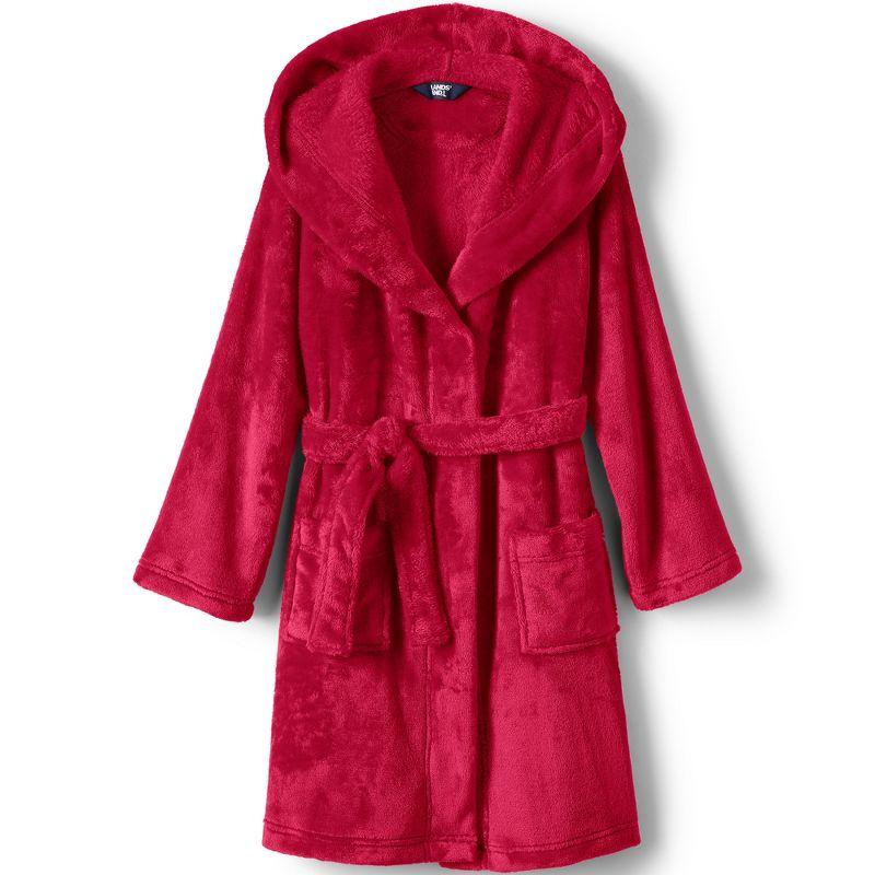 Lands' End Kids Fleece Hooded Robe - 4 - Red