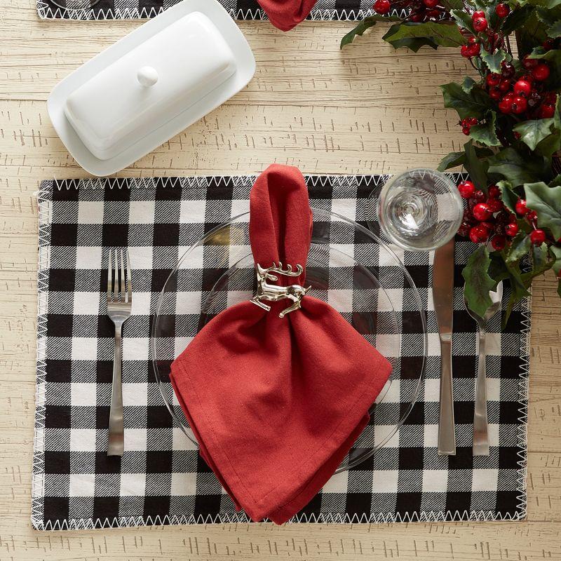 DII Buffalo Check Placemat Set 6 Piece, Red & Black, 13x19"