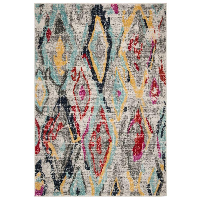 Gray and Multicolor Abstract Ikat Print 6' x 9' Area Rug