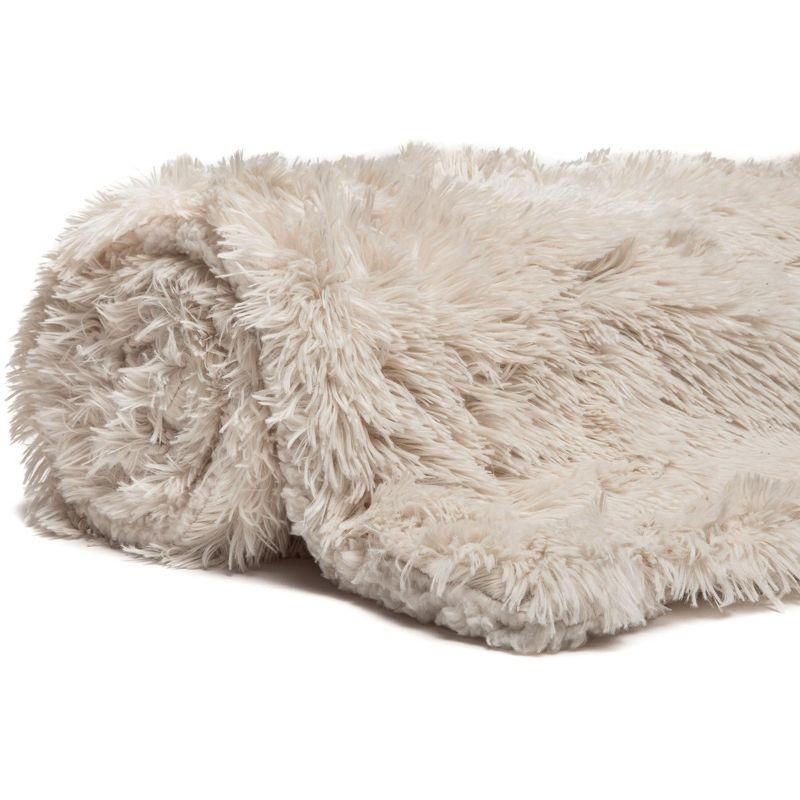 Chanasya Solid Faux Long Fur Fuzzy Throw Blanket - 90" x 66" (Twin Size) - Creme