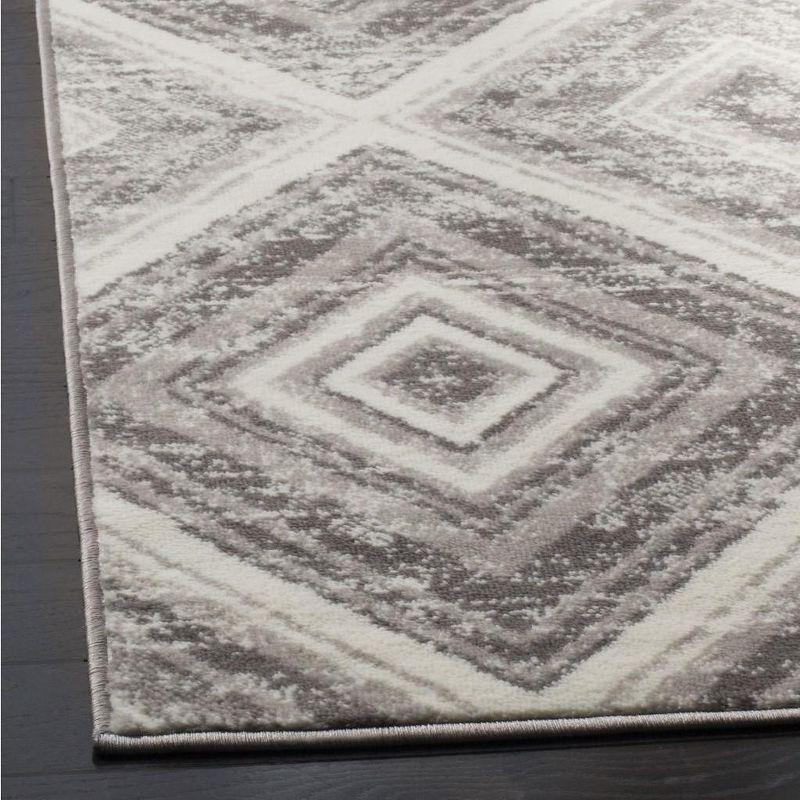 Grey and Ivory Medallion Synthetic Runner Rug