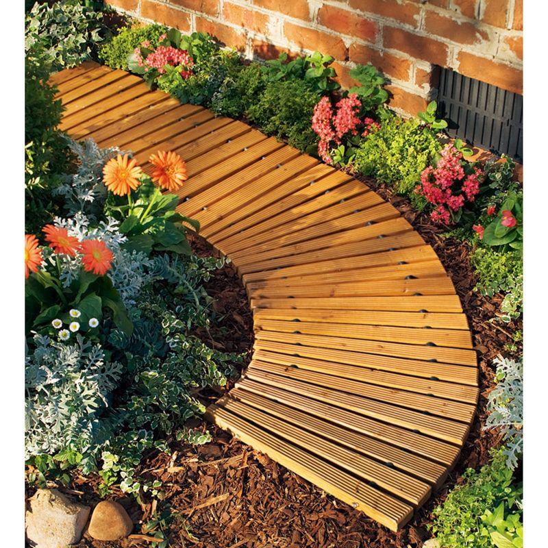 Plow & Hearth 4'L Roll-Out Curved Hardwood Pathway