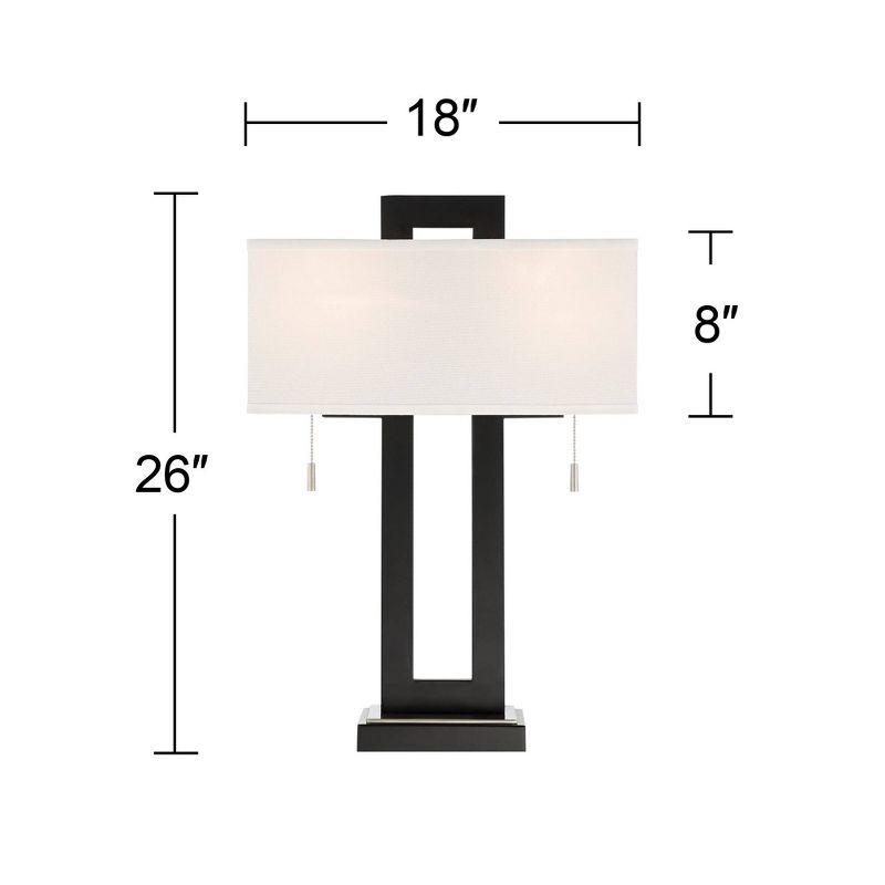 360 Lighting Neil Modern Rustic Table Lamp 26" High Black Metal with USB Charging Port White Rectangular Shade for Bedroom Living Room Bedside Desk