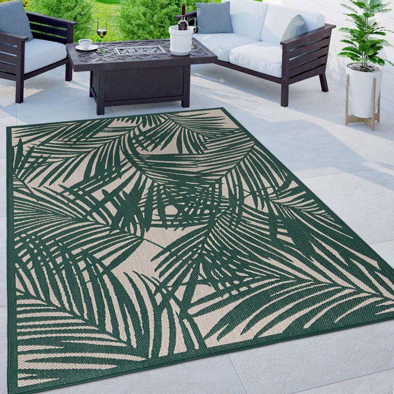 World Rug Gallery Contemporary Palm Leaf Textured Flat Weave Indoor/Outdoor Area Rug - GREEN 7'10"X10'