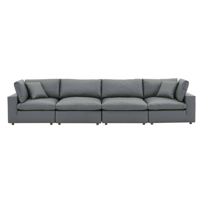 Modway Commix Down Filled Overstuffed Vegan Leather 4-Seater Sofa