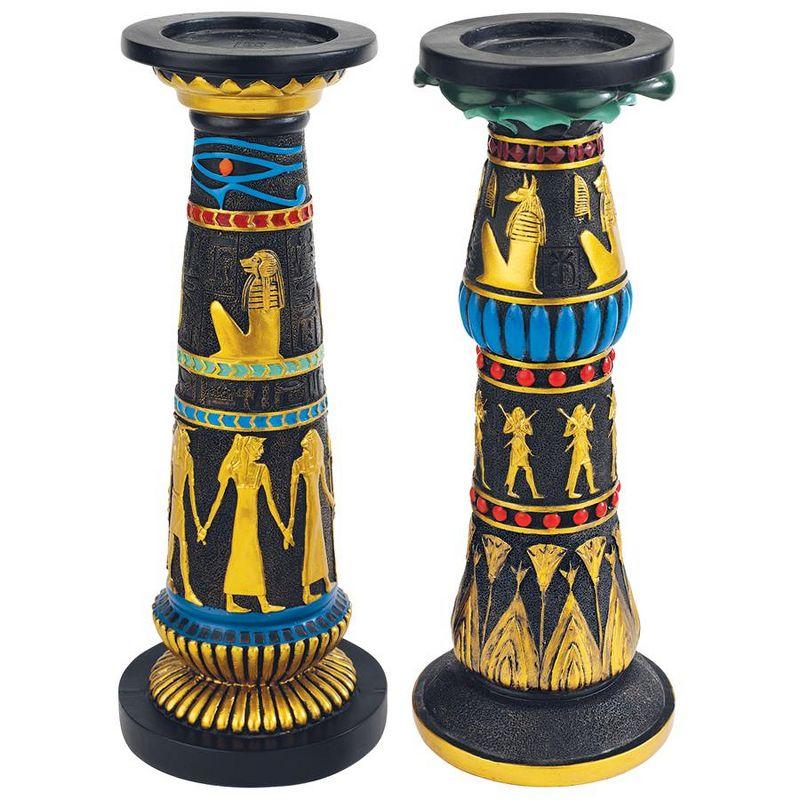 Temple Of Luxor Candleholders 11'' H Resin Tabletop Candlestick