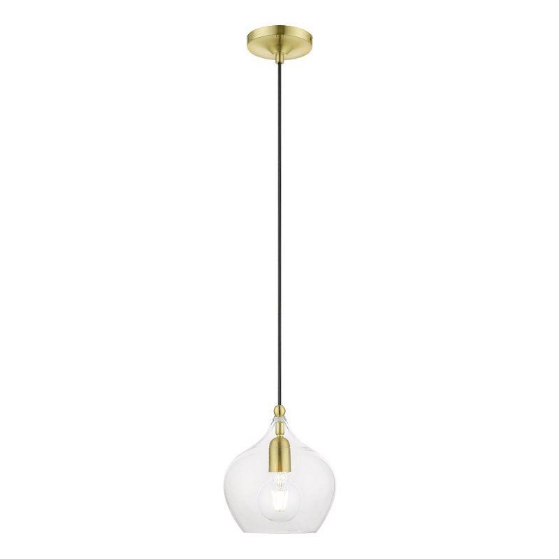 Livex Lighting Aldrich 1 - Light Pendant in  Satin Brass/Polished Brass