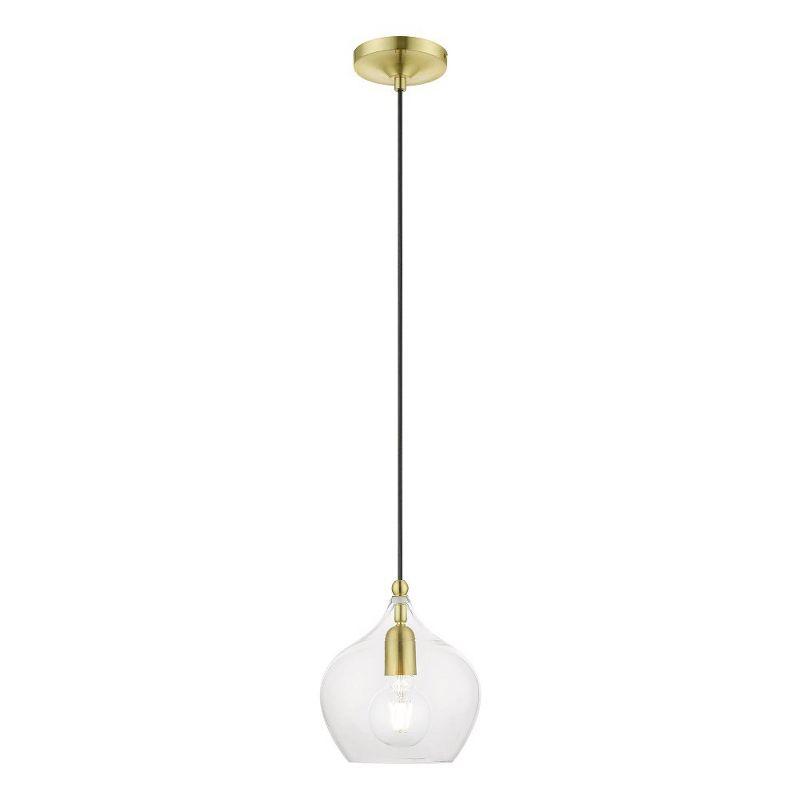 Elegant Mini Pendant Light with Clear Glass and Dual Brass Finish