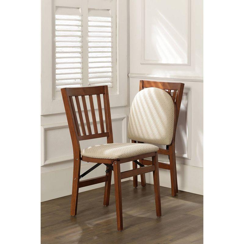 Set of 2 School House Folding Chair Cherry - Stakmore: Upholstered Seat, Wood Frame, No Assembly Required