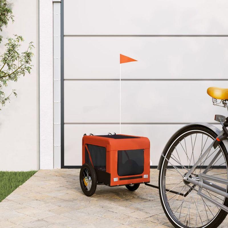 Orange and Black Oxford Fabric Pet Bike Trailer with Iron Frame