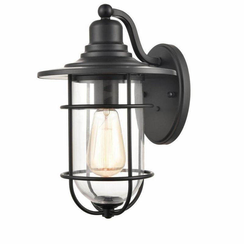 Powder Coat Black 16" Outdoor Wall Sconce with Clear Glass Shade