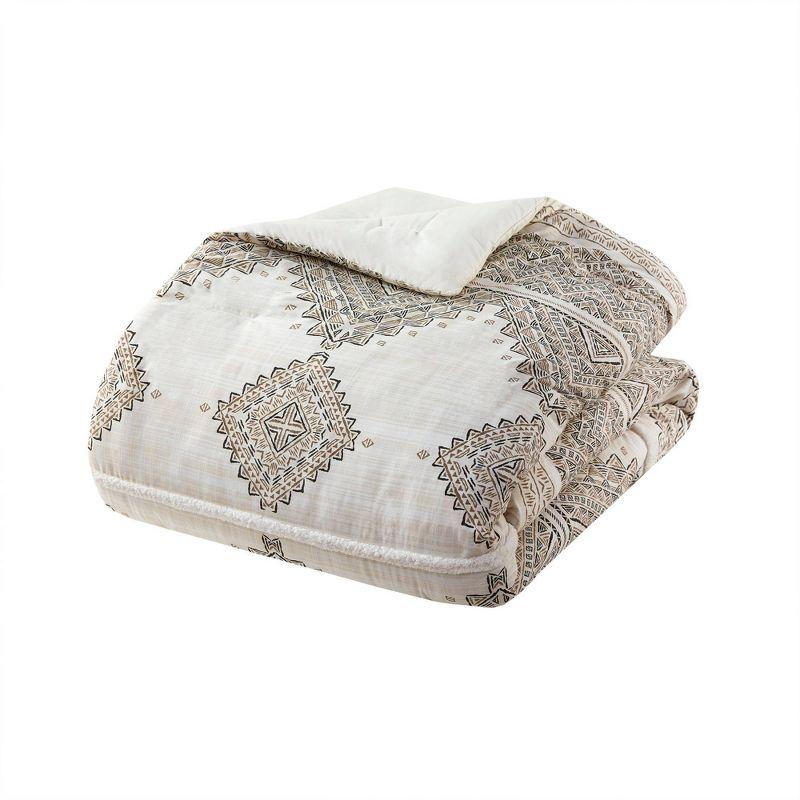 Ivory King Microfiber Nordic Bedspread Set with Shearling