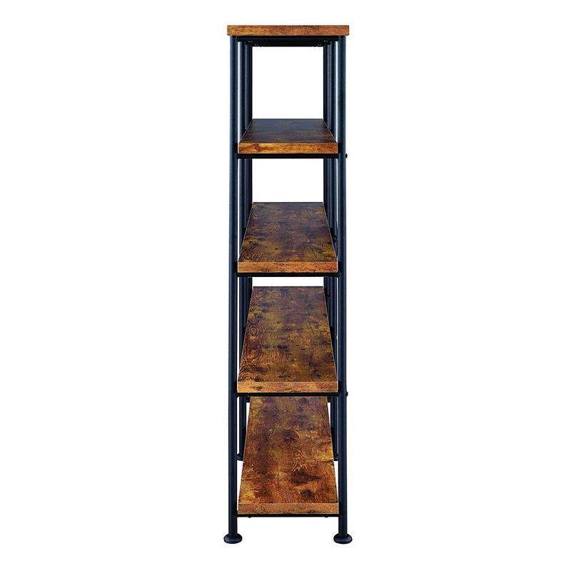 63" Analiese Double Bookcase with 4 Fixed Shelves, Industrial Design - Coaster