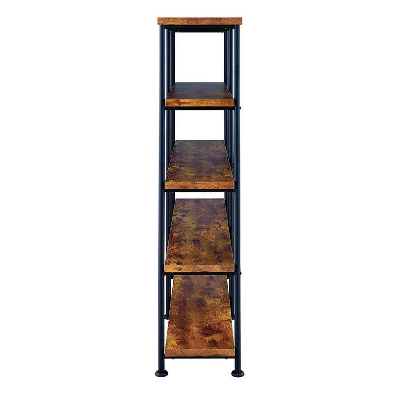 Vintage Industrial Nutmeg Brown Wood & Metal 4-Tier Bookshelf