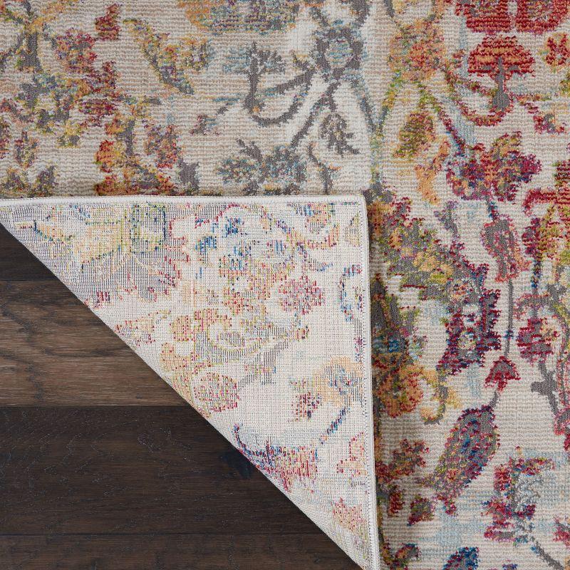 Global Vintage GLB06 Ivory/Blue Area Rug Colorful Vintage Damask By Nourison