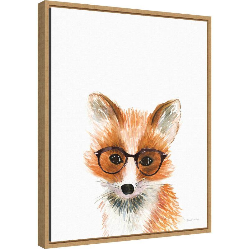 16"x20" Fox in Glasses Artwork by Mercedes Lopez Charro: Vertical Lithograph, Amanti Art