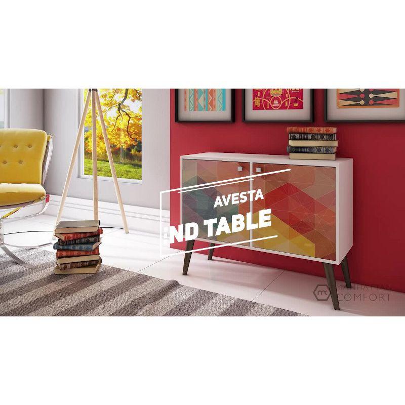 Avesta 2.0 Double Side Table White/Yellow - Manhattan Comfort: Modern Corner Accent, Splayed Feet