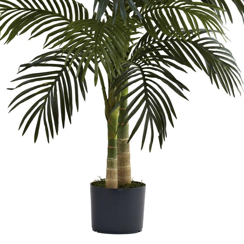 48" Artificial Cane Palm Tree in Pot Black Gold - Nearly Natural: Faux Floral Decor, No Assembly Required