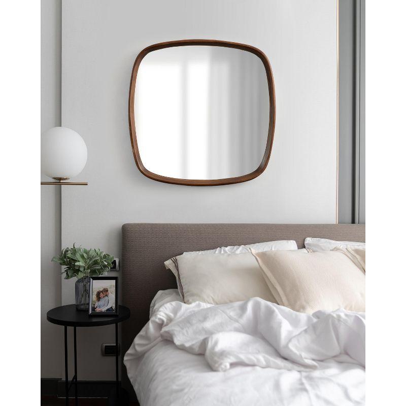 Kate and Laurel Prema Framed Wall Mirror, 26x26, Walnut Brown