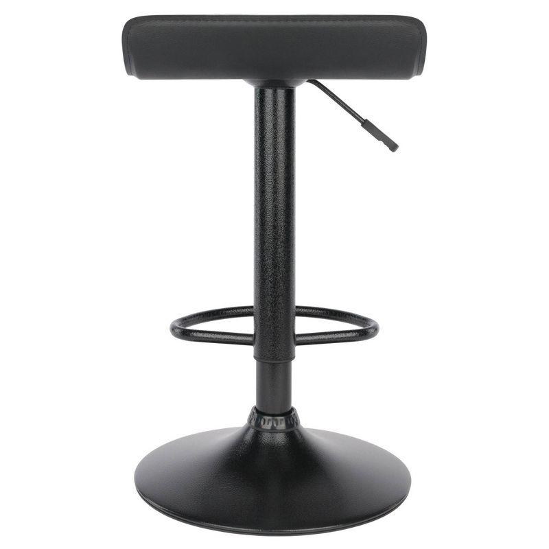 Set of 2 Obsidian Adjustable Swivel Air Lift Stool Black - Winsome: Faux Leather, Metal Frame, 22-30" Height Range