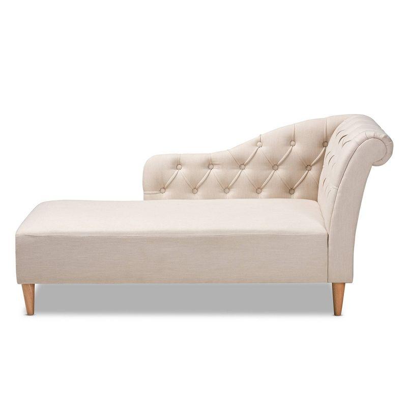 Baxton Studio Emeline Chaise Beige : Upholstered Polyester, Modern Style, Wood Frame, 400 lbs Capacity