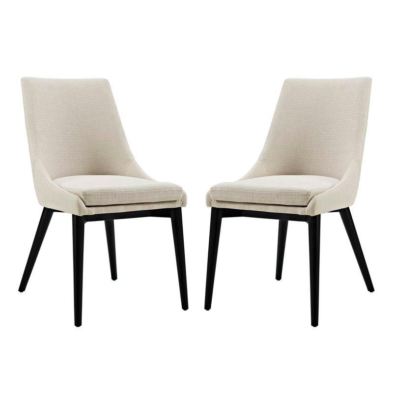 Modway Set of 2 Viscount Dining Side Chair Fabric Beige: Upholstered Polyester, Wood Frame, Armless Design