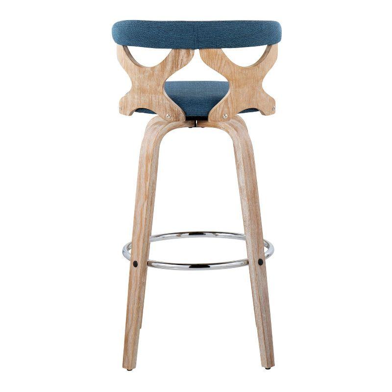 Set of 2 Gardenia Barstools White Wash/Blue - LumiSource: Upholstered Swivel Counter Height with Arms