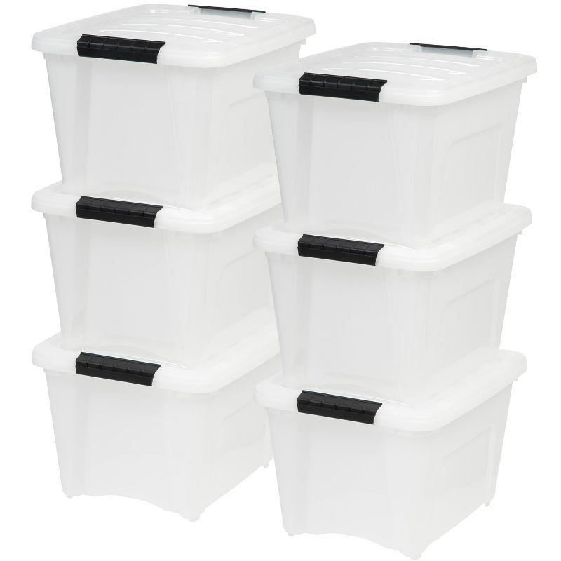 32 Qt./8 Gal. Plastic Storage Boxes with Latching Lids in Black