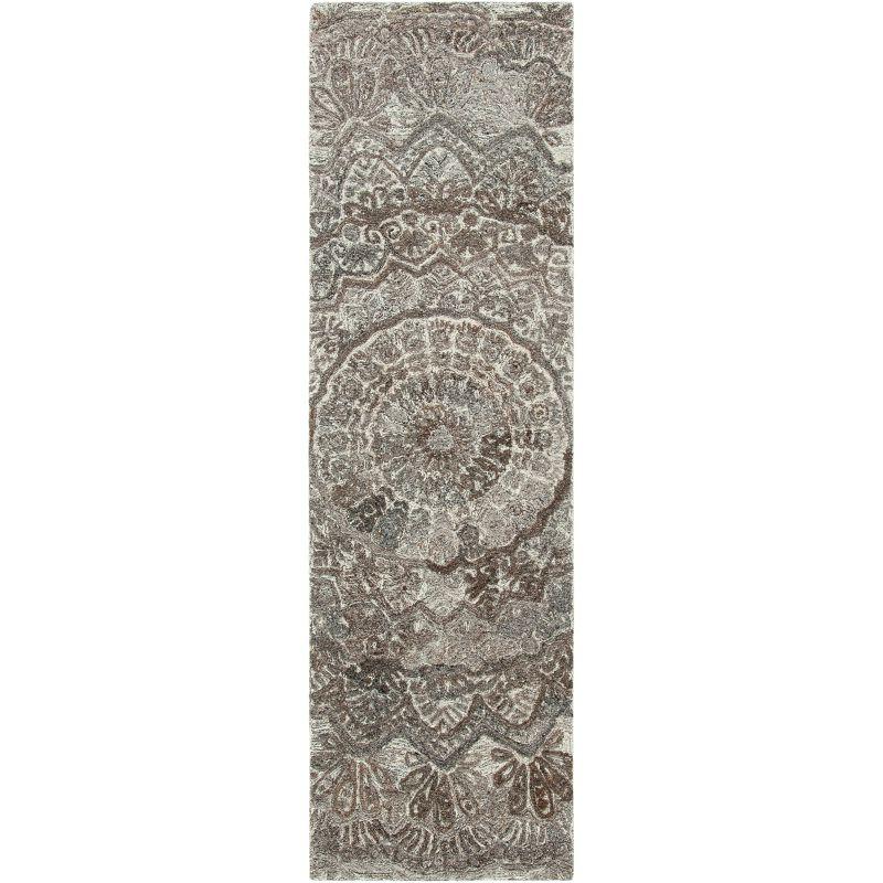 Oriental Handmade Tufted Grey /Ivory Area Rug