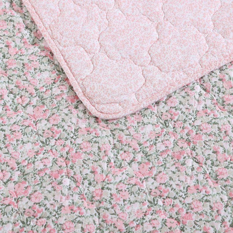 Laura Ashley Loveston Cotton Reversible Pink Quilt Set