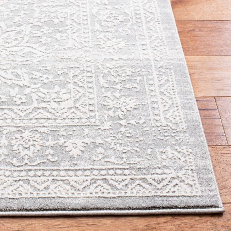 Elegant Gray and Beige Hand-Knotted Viscose Cotton Blend Runner Rug, 2' x 8'