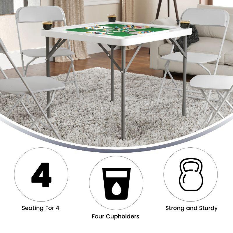 Noah 34.5" Square 4-Player Folding Card Game Table with Felt and Cupholders by Flash Furniture