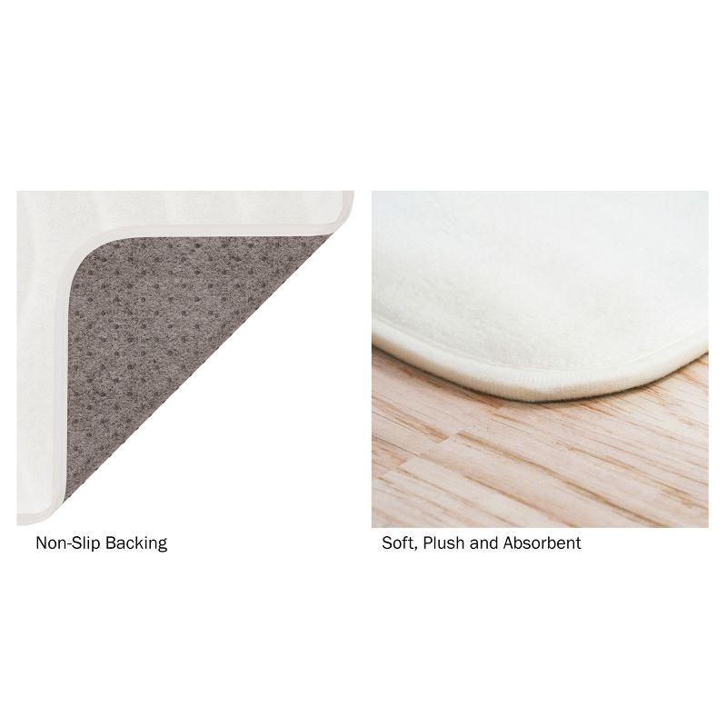 Bathroom Rug Set- 2-Piece Memory Foam Bath Mats-Wavy Microfiber Top-Non-Slip Absorbent Runner for Bathroom Kitchen by Hastings Home (White)