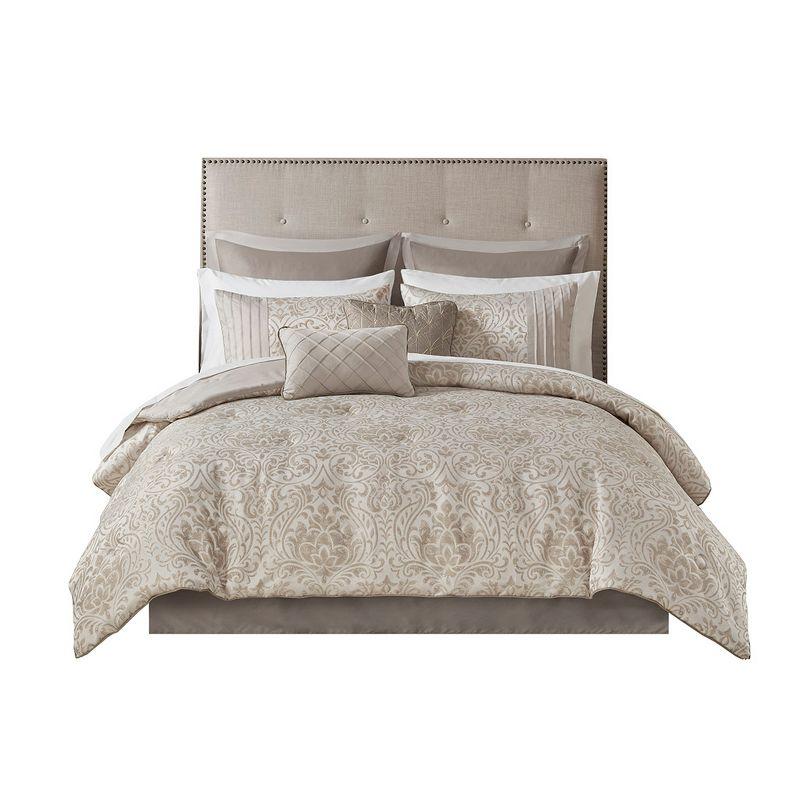 Madison Park Emilia 12 Piece Jacquard Comforter Set with Bed Sheets