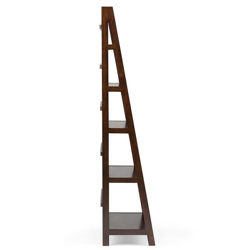 Acadian Brunette Brown Solid Wood Wide Ladder Shelf Bookcase