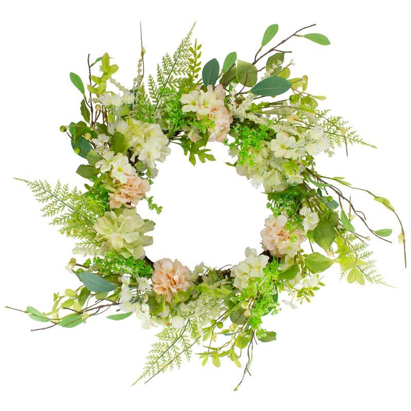 Springtime Hydrangea & Berry Floral Wreath - Pink and Green 28"