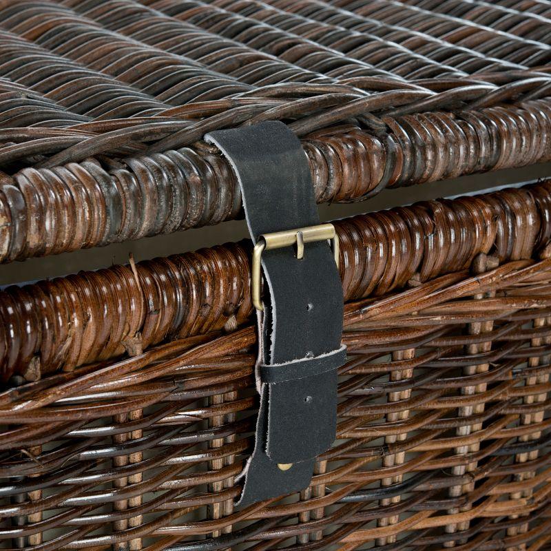 Chestnut Brown Hand-Woven Wicker Large Storage Trunk