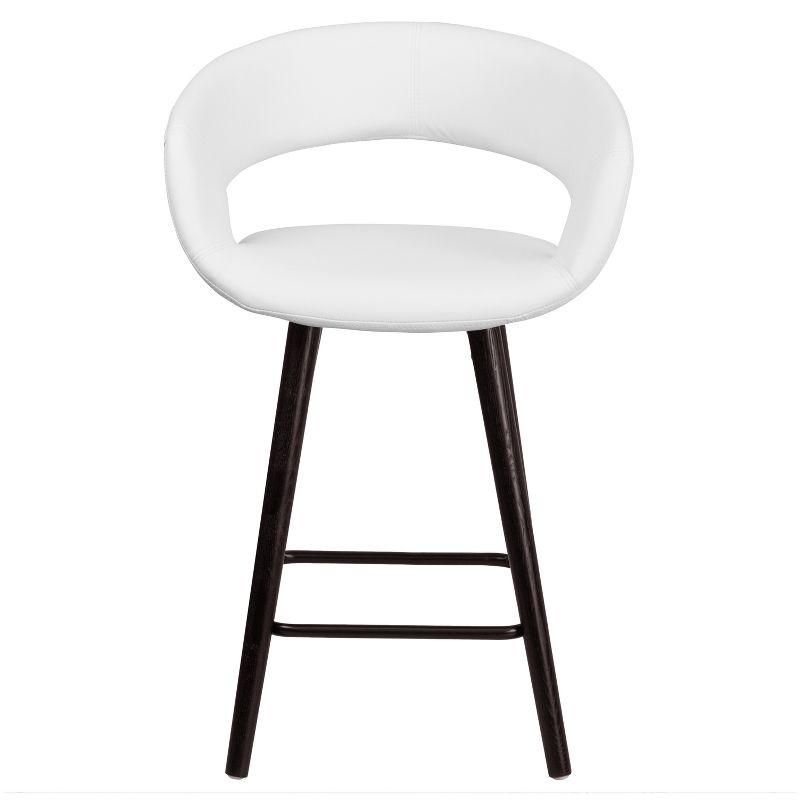 Cappuccino Wood Frame 24'' High Counter Stool in White Vinyl